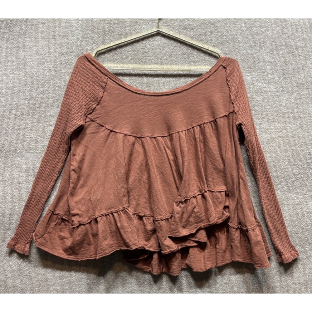 Free People We The Free Sunday Tee Womens Medium Ginger Snap Relaxed Fit EUC
